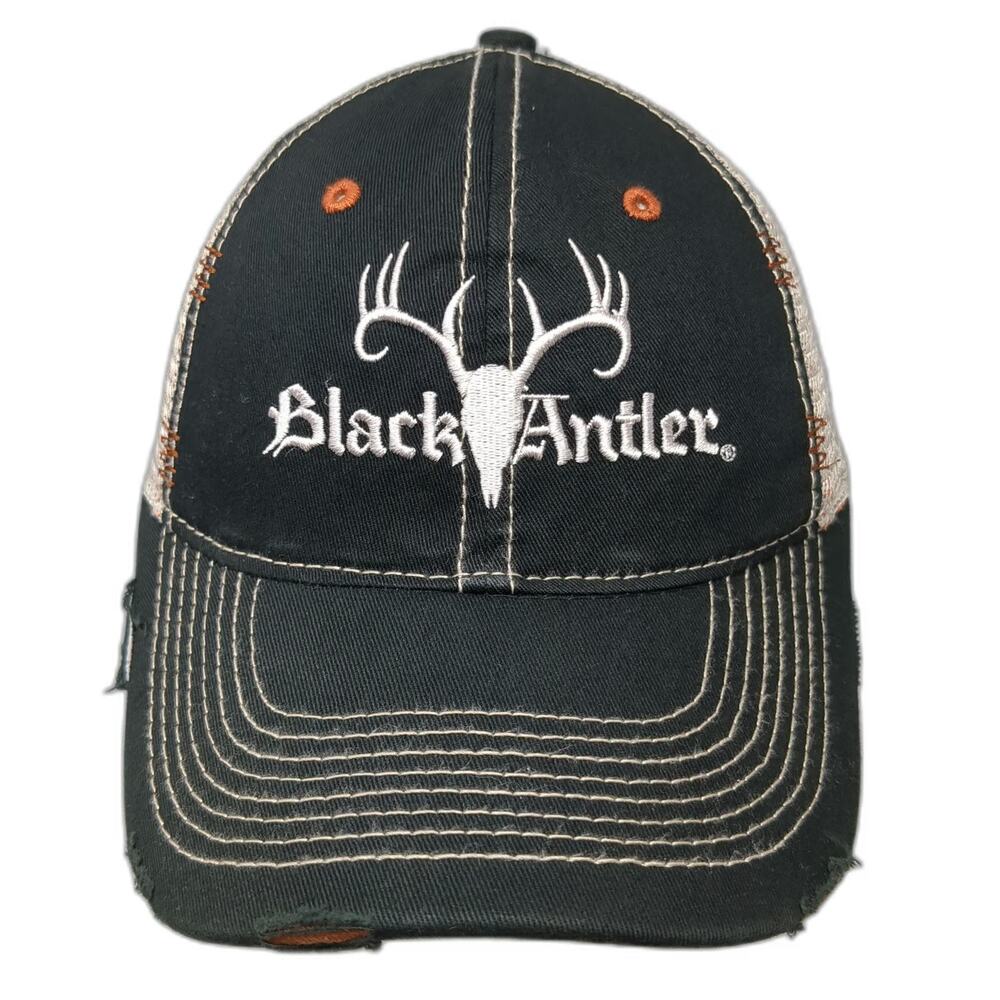 Black Antler Baseball Cap Black One Size Strapback Mesh Back Hunting Deer Hat